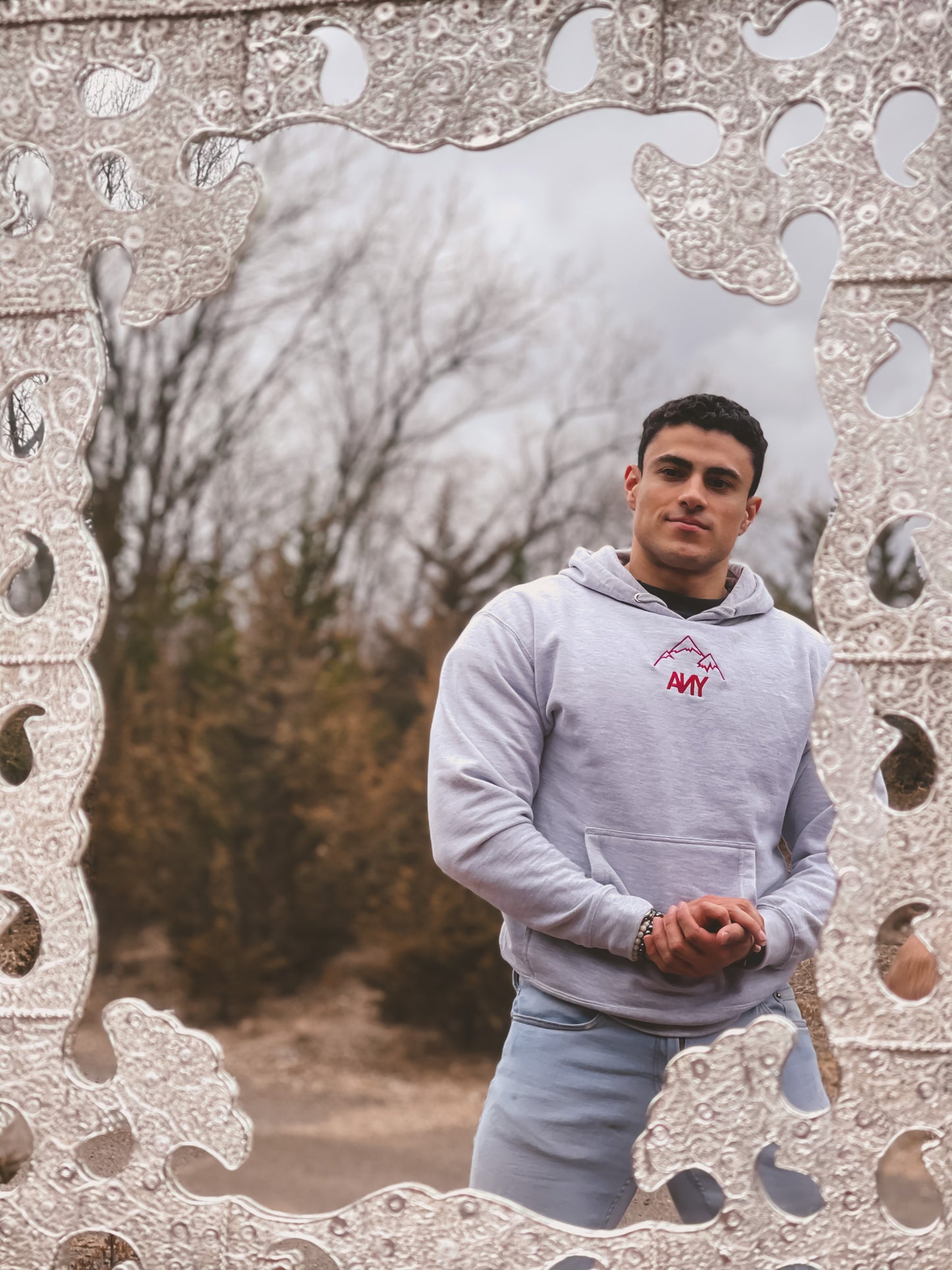 YNA MENTAL HEALTH EMBROIDERED HOODIE - GRAY