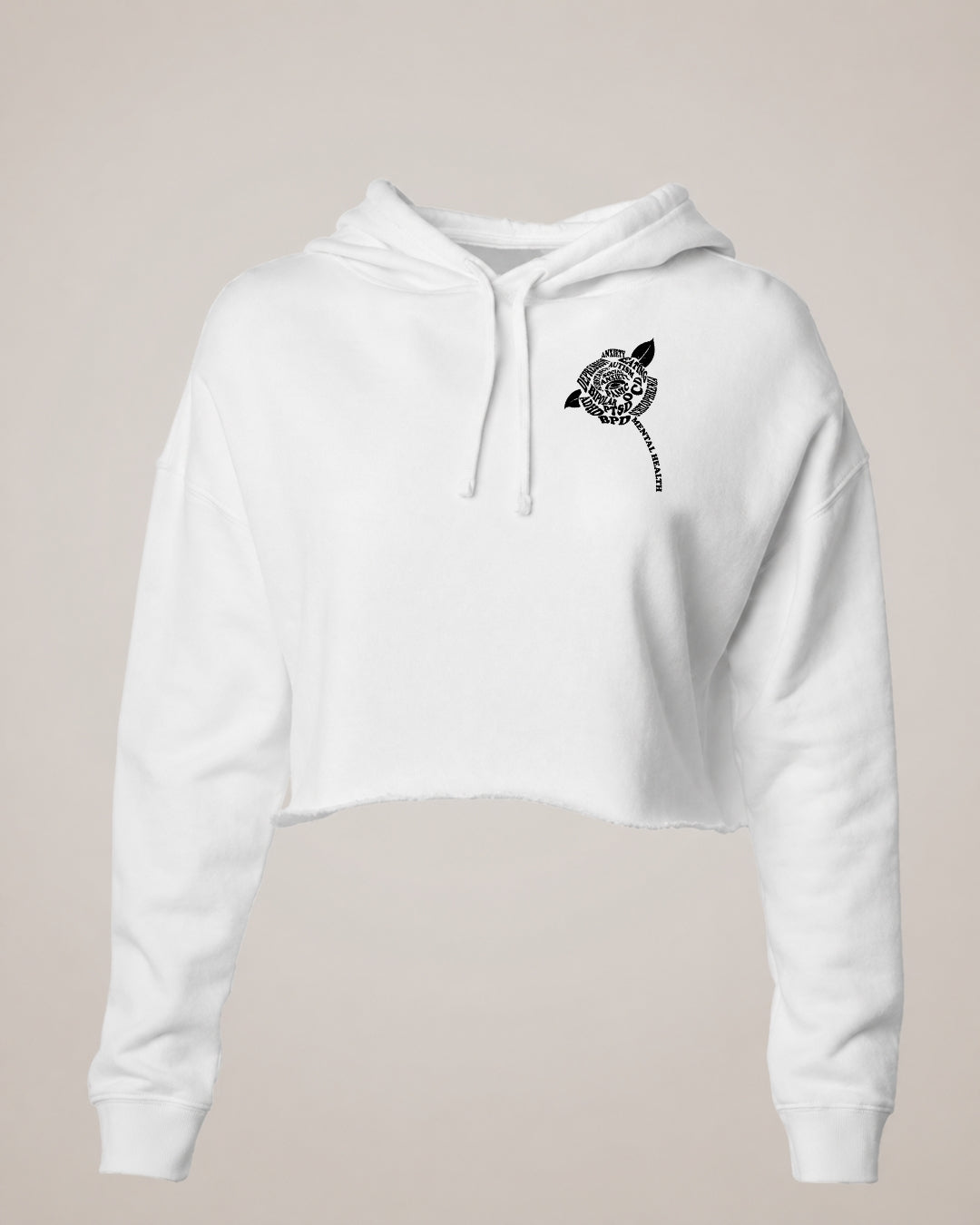YNA FLOWER & WAVE CROPPED HOODIE - WHITE