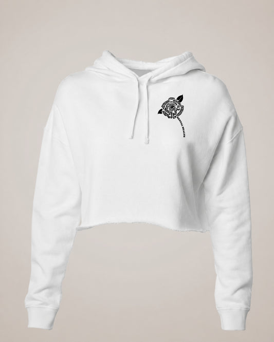 YNA FLOWER & WAVE CROPPED HOODIE - WHITE