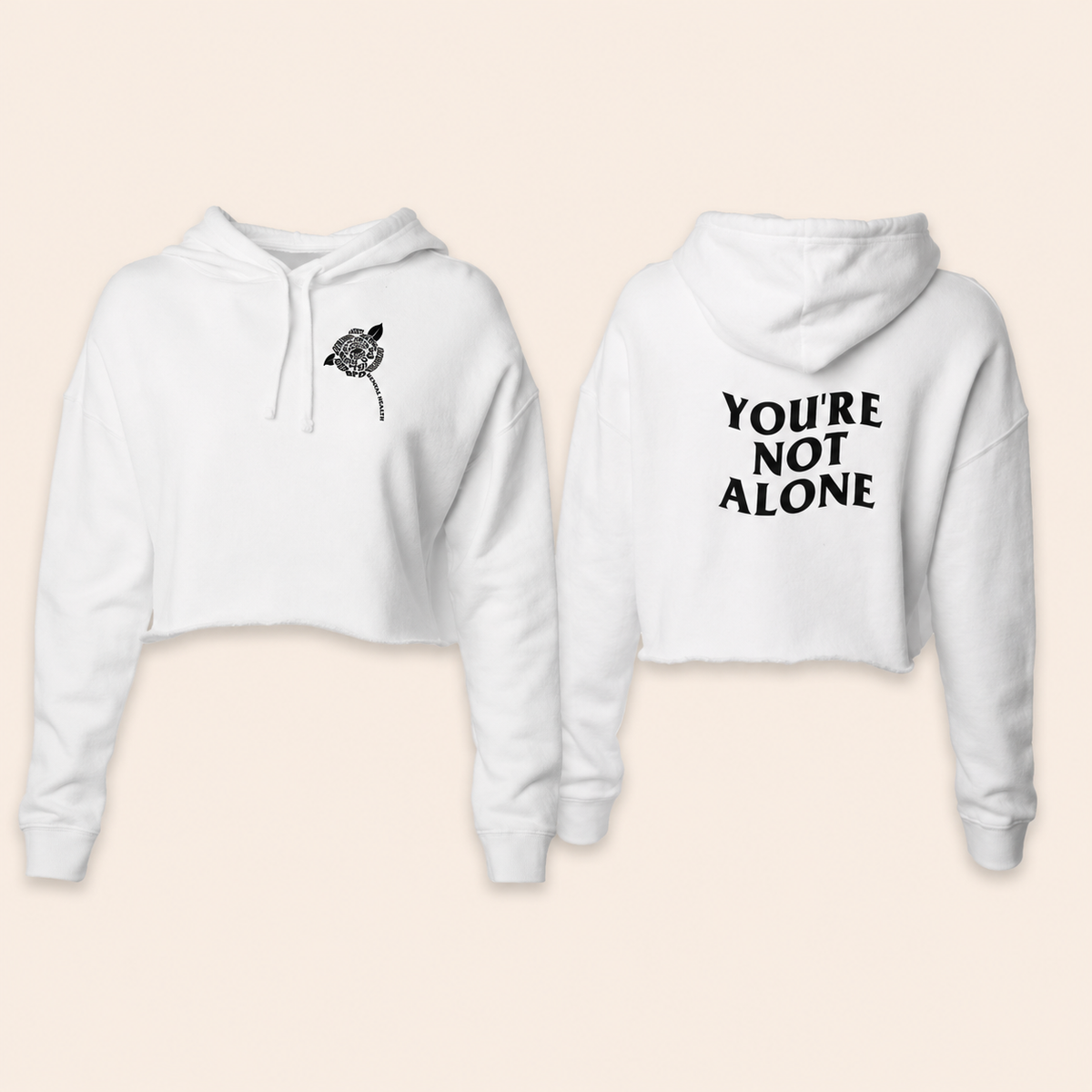 YNA FLOWER & WAVE CROPPED HOODIE - WHITE