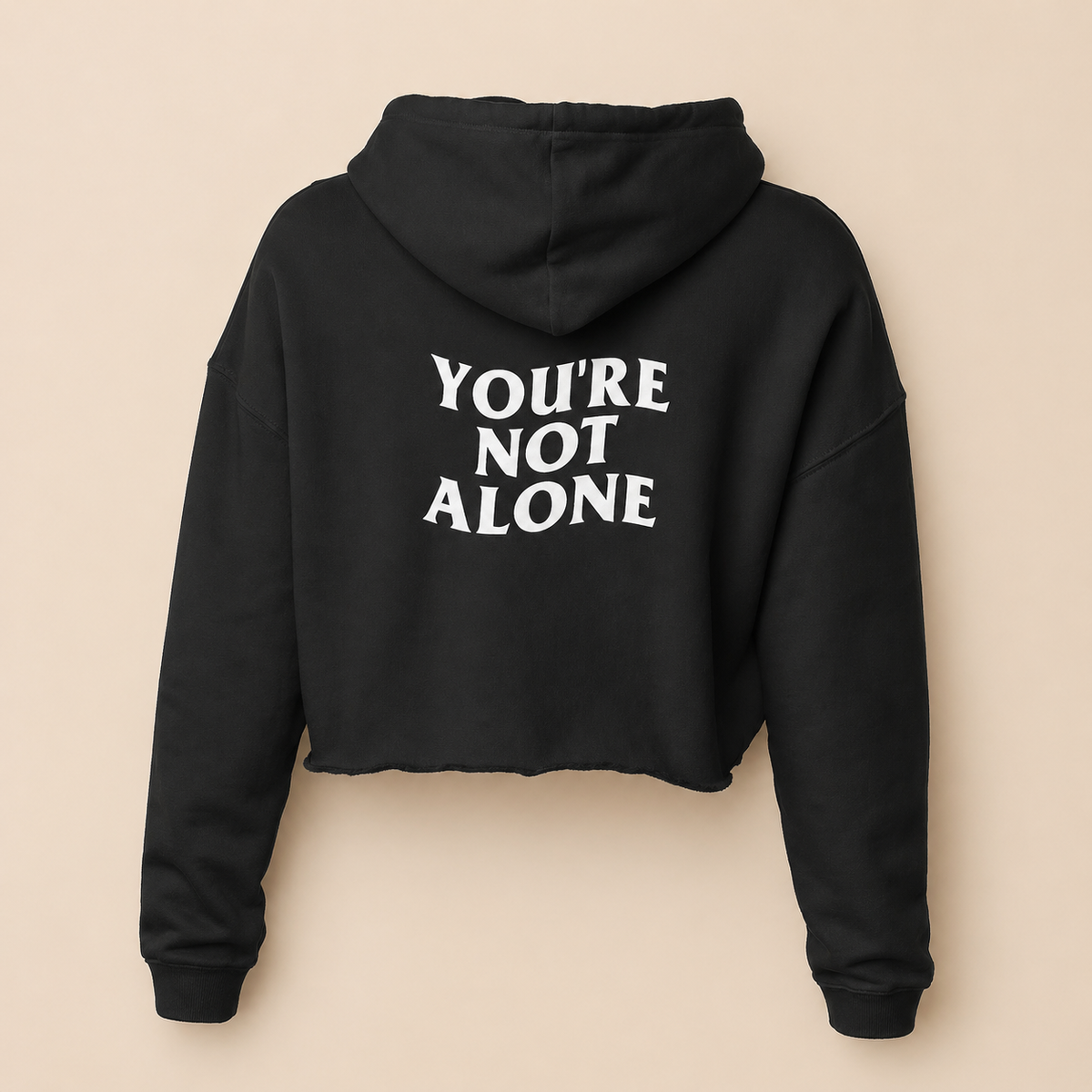 YNA WAVE CROPPED HOODIE - BLACK