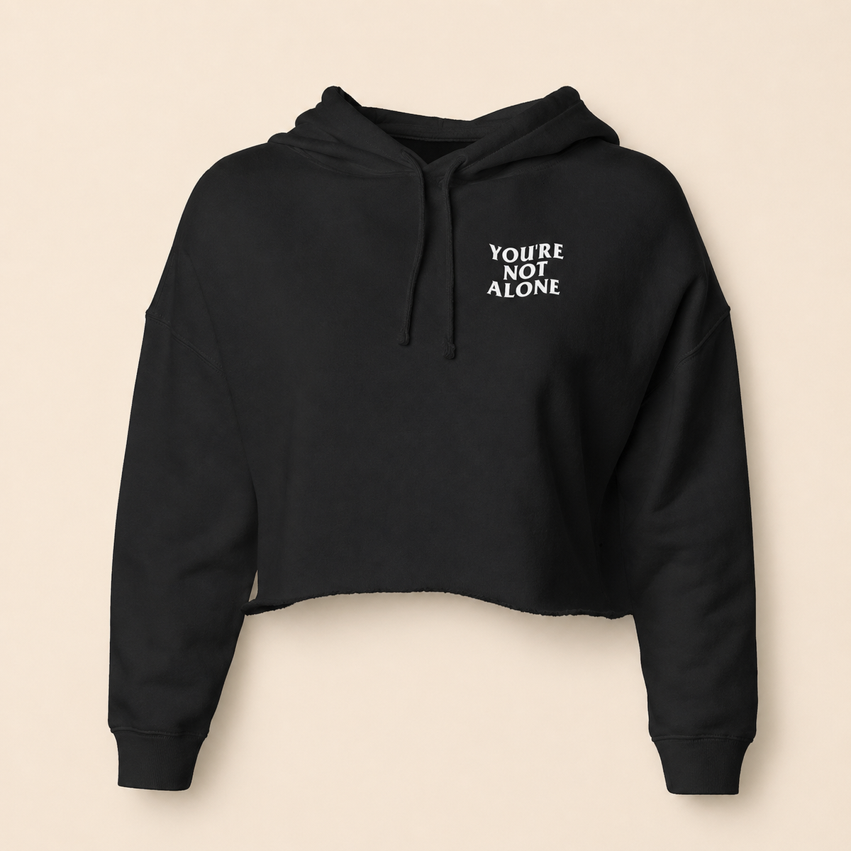 YNA WAVE CROPPED HOODIE - BLACK