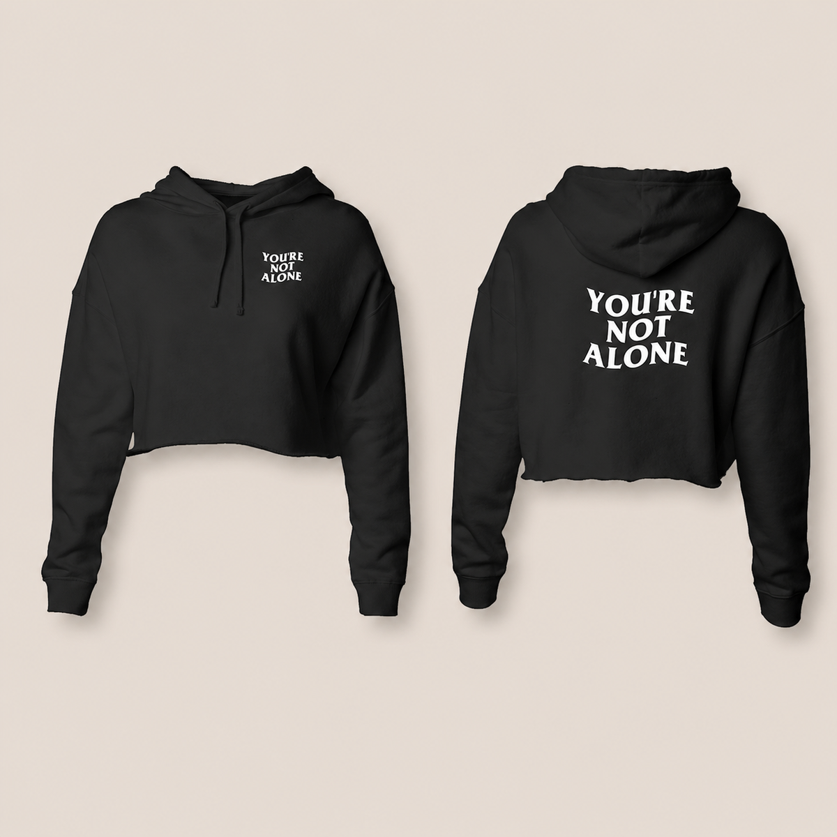 YNA WAVE CROPPED HOODIE - BLACK
