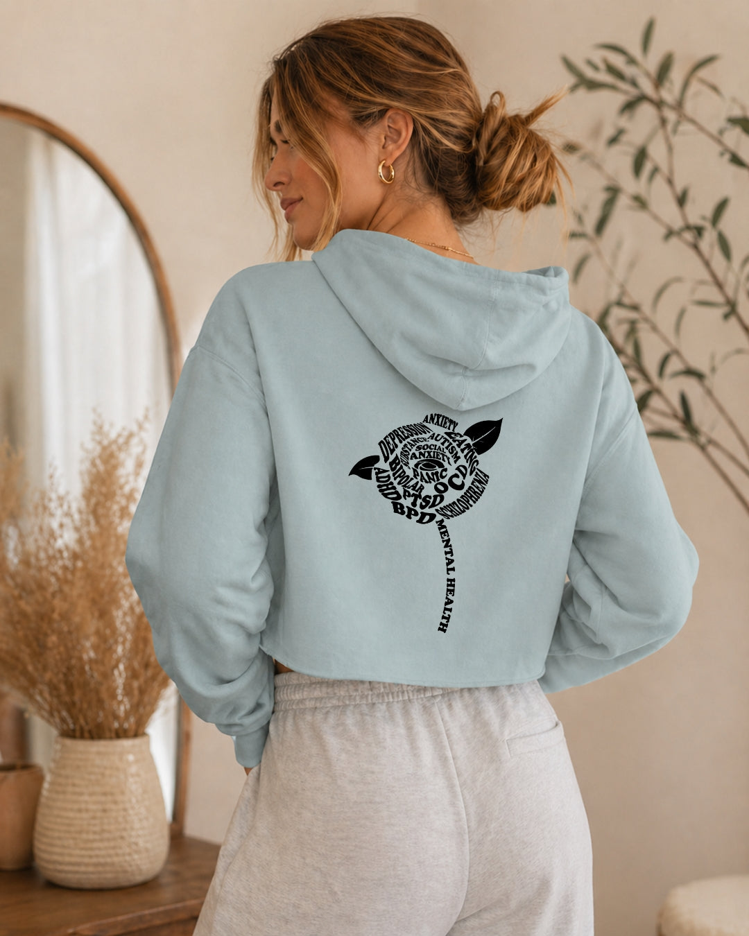 YNA WAVE & FLOWER HOODIE - TEAL
